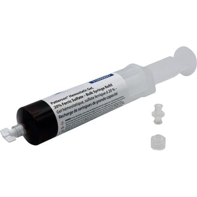 Patterson Hemostatic Gel Bulk Syringe Refill Kit – 20% Ferric Sulfate, 30 ml Syringe with Docking Port/Cap