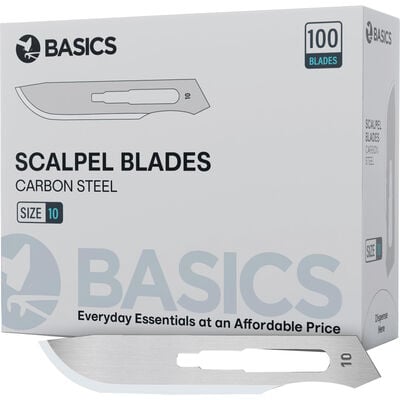 TBS BASICS Surgical Blades, Sterile, Carbon Steel, Size 10, 100/Box