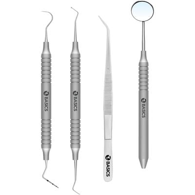 TBS BASICS Dental Exam Kit, 5-Piece, Includes Explorer, Pliers, Mirror Handle, Mirror, Excavator