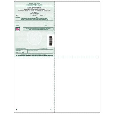 New Jersey Laser Prescription Blanks, Personalized, 4" W x 5-1/2" H (Rx), 8-1/2" W x 11" H (Overall), 1000/Pkg