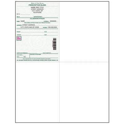 New Jersey Laser Prescription Blanks, Personalized, Nurse Practitioner / Clinical Nurse Specialist, 4" W x 5-1/2" H (Rx), 8-1/2" W x 11" H (Overall), 1000/Pkg