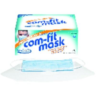 Com-Fit® Super High Filtration Procedure Mask with Face Shield, ASTM Level 1, Blue, Latex-Free, Ear Loops, 25/Box
