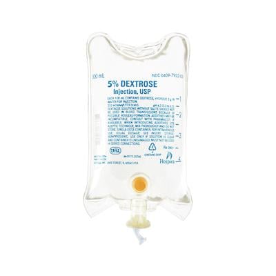 5% Dextrose Injection, USP - 500 ml, 24/Pkg, NDC 00409-7922-02