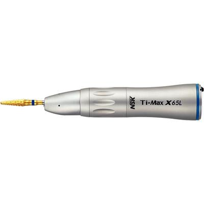 NSK Ti-Max X Electric Attachment X65L, Straight, Low Speed, Manual Chuck, Miniature Head, Single Spray, Fiber Optic