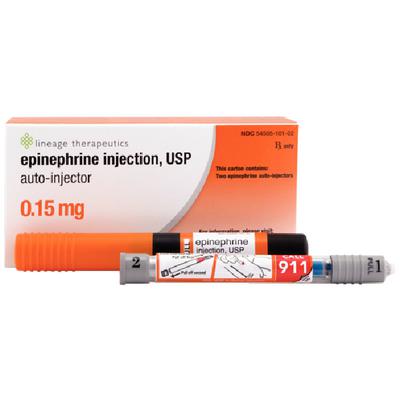 McKesson Epinephrine Junior 0.15 mg Auto-Injector, 0.15 mL, Pack of 2, NDC 00115-1695-49