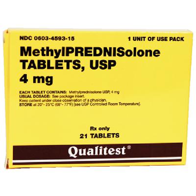 Methylprednisolone Tablets USP 4 mg, Unit Dose Blister Pack, 21/Pkg (NDC 00603-4593-15)