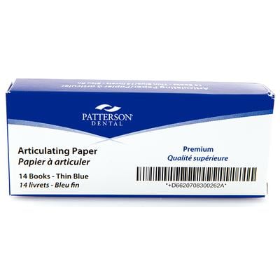Patterson® Premium Articulating Paper, Thin 88 Microns, Blue, 10 Sheets/Book, 14 Books/Box