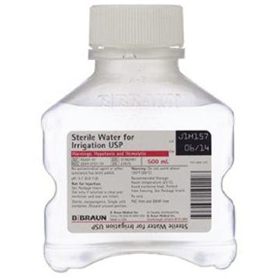 McKesson Sterile Water for Irrigation, USP, Not for Injection, 500 mL Plastic Bottle, NDC 00264-2101-10