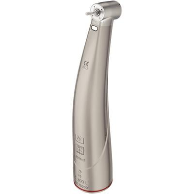 Sirona T1 Line C 200 L Electric High-Speed Contra-Angle Handpiece, Push-Button Autochuck, 1:5 Speed Ratio, Red, Titanium, 1/Pkg