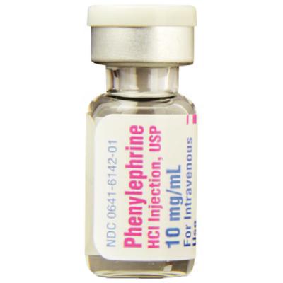 Phenylephrine Hydrochloride Injection USP, 10 mg/mL, 1 mL Single-Dose Vial, 25/Pkg, NDC 00641-6142-25