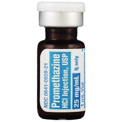 Promethazine Hydrochloride Injection USP, 25 mg/mL, 1 mL Single-Dose Vial, 1/Pkg, NDC 00641-0928-25