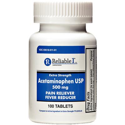 Acetaminophen Tablets, 500 mg, 100/Bottle, NDC 69618-0011-01