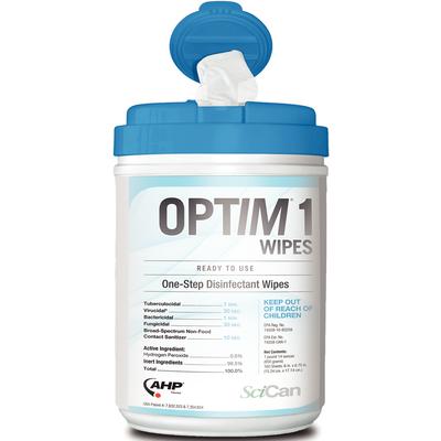 Optim 1 One-Step Disinfectant Wipes, 10" x 10", 60/Canister