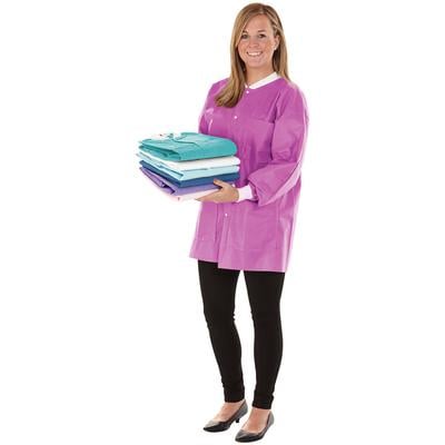 SafeWear™ Hipster Jacket™, Large, Poppy Pink, SMS Fabric, Snap Closure, 12/Pkg