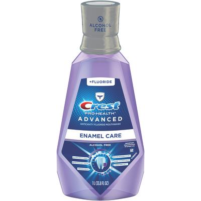 Crest Pro-Health Advanced Enamel Care Mouthwash, Alcohol Free, Fluoride, Fresh Mint, 1 Liter Bottle, 6/Case