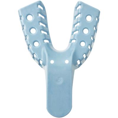 Patterson® Disposable Plastic Impression Trays, Perforated, Blue, Size 2 Large, Lower, 12/Pkg