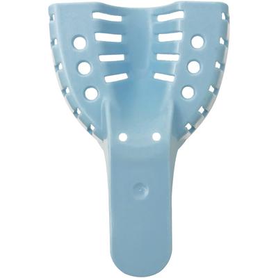 Patterson® Disposable Plastic Impression Trays, Perforated, Blue, Size 3 Medium, Upper, 12/Pkg