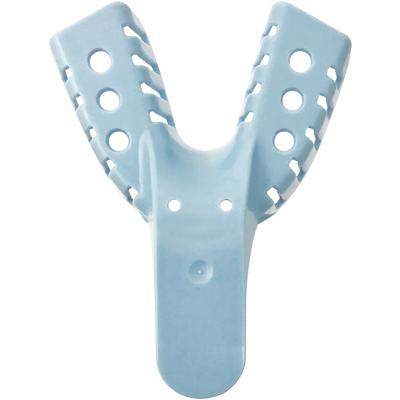 Patterson® Disposable Plastic Impression Trays, Perforated, Blue, Size 4 Medium, Lower, 12/Pkg