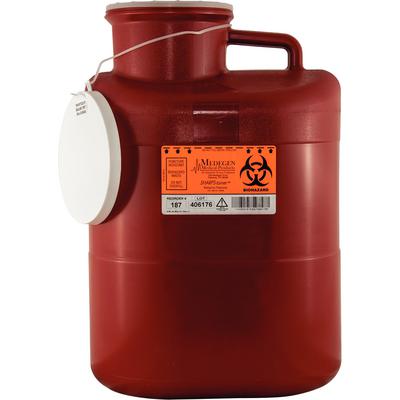 Medegen Sharps-Tainer Locking Cap Sharps Container, Wide Opening, Extra Large, 23 Qt, Red, 1/Pkg, 187