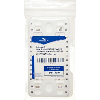 Patterson® McLaughlin, Bennett, Trevisi Metal Twin Bracket Patient Kit, .022 Slot, 6x6 with Hooks on 3, 4, 5, 5 Patient Kit