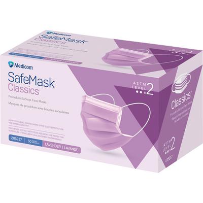 SafeMask® Classics™ Procedure Earloop Face Mask, ASTM Level 2, Latex Free, Lavender, 50/Pkg