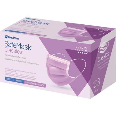 SafeMask® Classics™ Procedure Earloop Face Mask, ASTM Level 3, Latex Free, Lavender, 50/Pkg