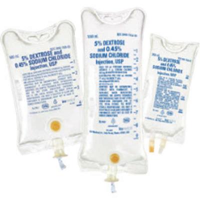 5% Dextrose and 0.45% Sodium Chloride Injection, USP, 250 mL Flexible Plastic Bag, 24/Pkg, NDC 00990-7926-02