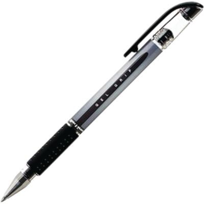 Uni-Ball Gel Grip Pen, Clear Barrel, 0.7 mm, Black Ink, Medium Point, 12/Box, SAN 65450