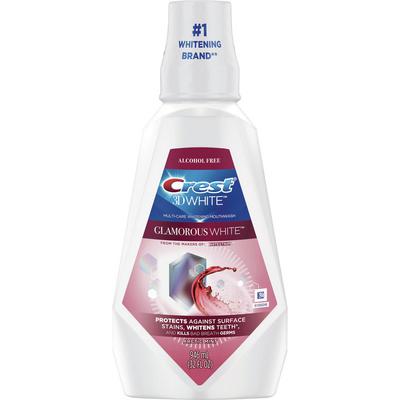 Crest 3D White Glamorous White Multi-Care Whitening Mouthwash, Alcohol Free, Arctic Mint, 946 ml (32 oz) Bottle, Case of 4
