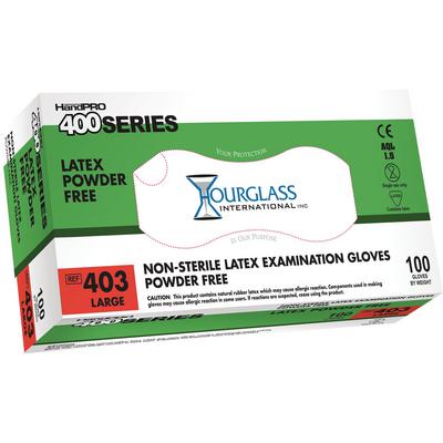 HandPRO® 400 Latex Exam Gloves, Powder Free, Non-Sterile, Large, Textured, 100/Box