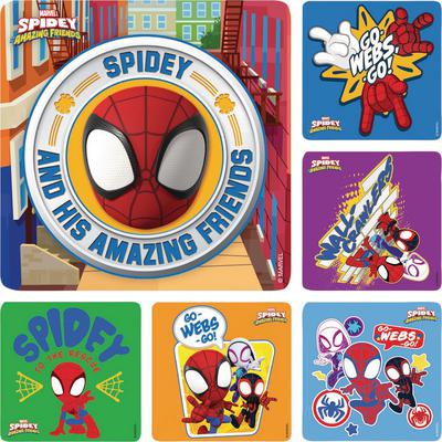 Superhero Licensed Stickers, Spidey & Friends, 2-1/2" x 2-1/2", 100/Roll