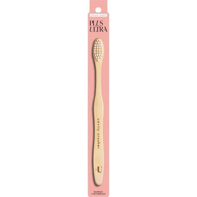 Plus Ultra Bamboo Toothbrush, Child - Brush Smile Repeat, Soft Nylon Bristles, Natural, 12/Pkg