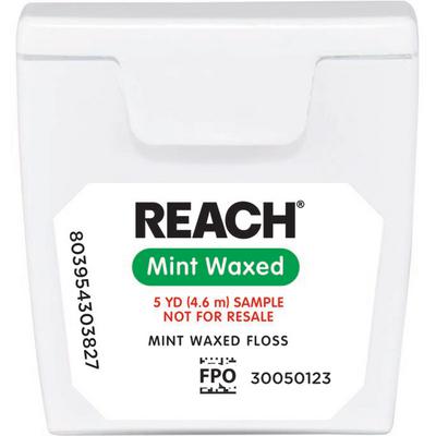 REACH® Waxed Dental Floss, Mint, 5 yd Trial Size, 144/Box, 211896800