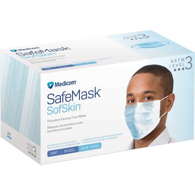 Medicom SafeMask SofSkin Procedure Earloop Face Masks, ASTM F2100 Level 3, Blue, 50/Pkg