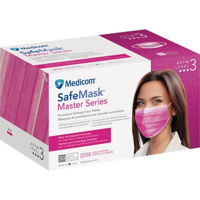Safe+Mask® Master Series Earloop Procedure Masks, ASTM Level 3, Fuchsia, 50/Box