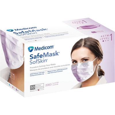 Safe+Mask® SofSkin® Procedure Earloop Masks, ASTM Level 1, Fluid-Resistant, Lavender, 50/Box, 2045