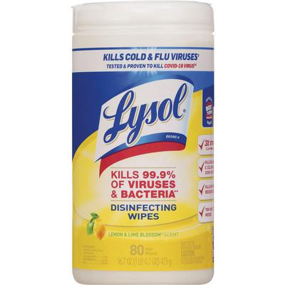 Lysol Scented Disinfecting Wipes, Lemon/Lime Blossom Scent, 80 Wipes/Tub, RAC77182
