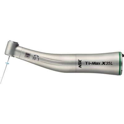 NSK Ti-Max X35 Endodontic Contra Angle Attachment, Low Speed, Push Button Autochuck, Non-Optic, 10:1, Green