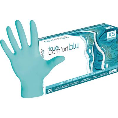 True Comfort Blu Polychloroprene Exam Gloves, Powder Free, Latex Free, Non-Sterile, Ocean Blue, Small, 100/Box, TCB100S