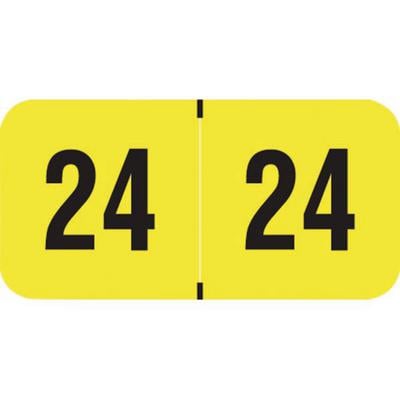 2024 Yearly Aging Labels, Fluorescent Series, Fluorescent Yellow, 1-1/2" W x 3/4" H, 500/Roll