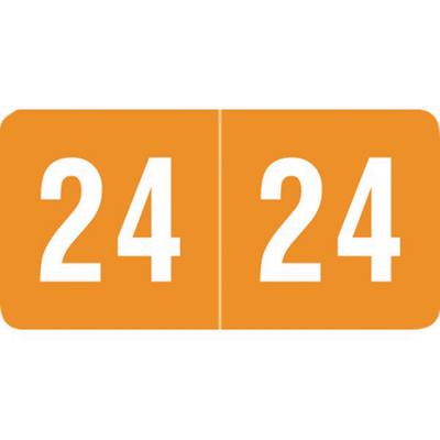 2024 Yearly Aging Labels, Smead Compatible, End-Tab, Orange/White, 1" W x 1/2" H, 500/Roll