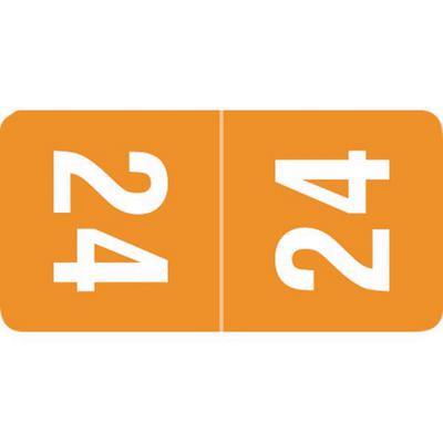 2024 Yearly Aging Labels, Smead Compatible, Top-Tab, Orange/White, 1/2" x 1", 500/Roll