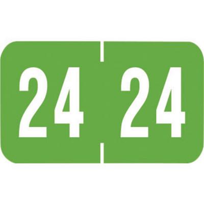 2024 Yearly Aging Labels, Tab Compatible, 1-1/4" x 3/4", Green/White, 500/Roll