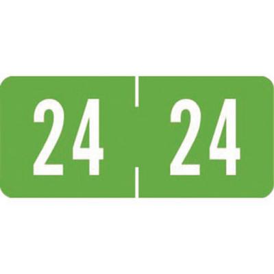 2024 Yearly Aging Labels, Tab Compatible, 1-1/8" x 1/2", Green/White, 500/Roll
