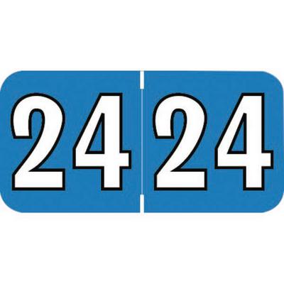 2024 Yearly Aging Labels, Jewel Tone/Jewel Tone II, End-Tab, Blue/White, 1-1/2" x 3/4", 500/Roll