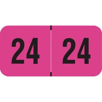 2024 Yearly Aging Labels, Fluorescent Series, Fluorescent Pink, 1-1/2" W x 3/4" H, 500/Roll
