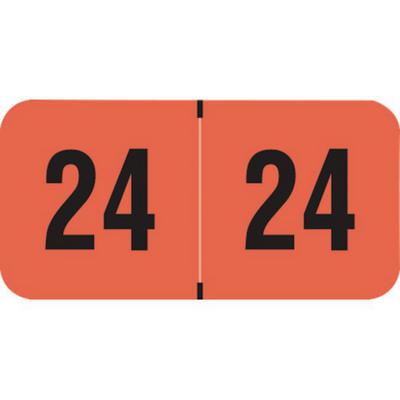 2024 Yearly Aging Labels, Fluorescent Series, Fluorescent Red, 1-1/2" W x 3/4" H, Polylaminated, 500/Roll