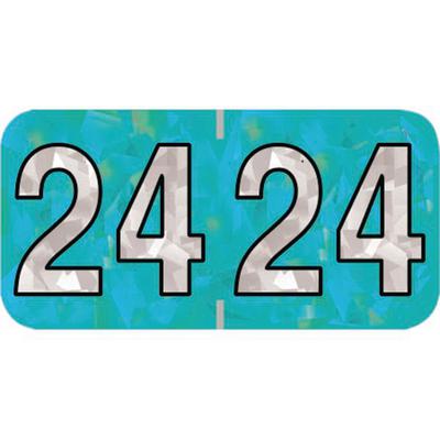 2024 Yearly Aging Labels - Holographic Series - Aqua, 1-1/2" x 3/4", 500/Roll