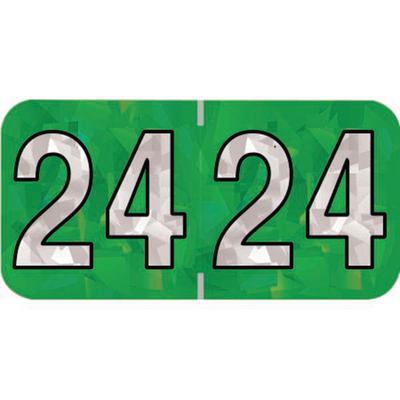2024 Yearly Aging Labels, Holographic Series, Green, 1-1/2" x 3/4", 500/Roll