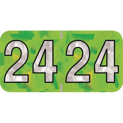 2024 Yearly Aging Labels, Holographic Series, Lime, 1-1/2" x 3/4", 500/Roll